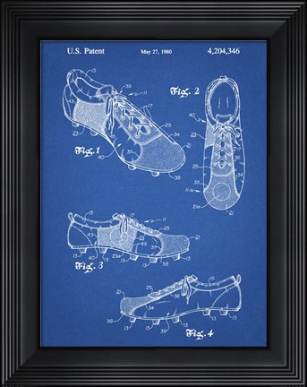 Framed Blueprint Soccer Cleats Patent Print
