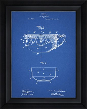 Framed Blueprint Haviland Demitasse Tea Cup Patent Print