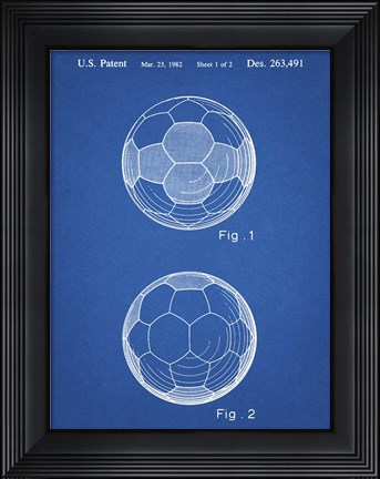 Framed Blueprint Leather Soccer Ball Patent Print