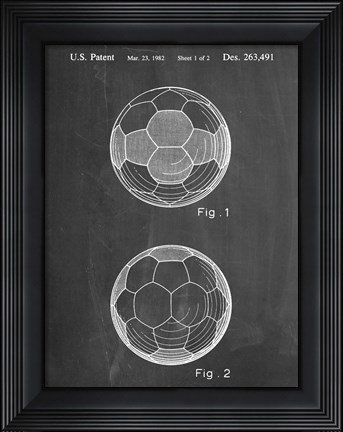 Framed Chalkboard Leather Soccer Ball Patent Print