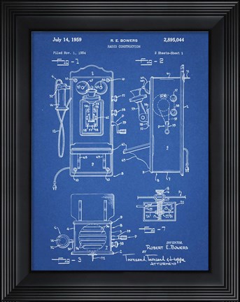 Framed Blueprint Wall Phone Patent Print