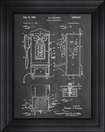 Framed Chalkboard Wall Phone Patent Print