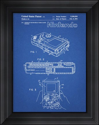 Framed Blueprint Nintendo Game Boy Patent Print