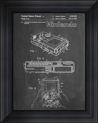 Framed Chalkboard Nintendo Game Boy Patent Print