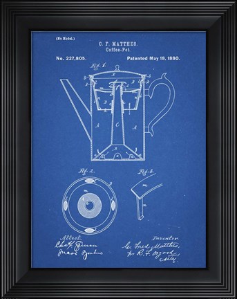Framed Blueprint Coffee Percolator 1880 Patent Art Print