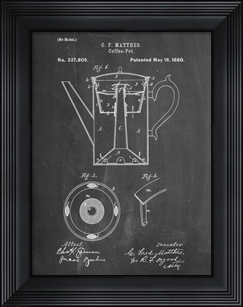 Framed Chalkboard Coffee Percolator 1880 Patent Art Print