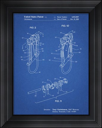 Framed Blueprint Rock Climbing Camalot Patent Print