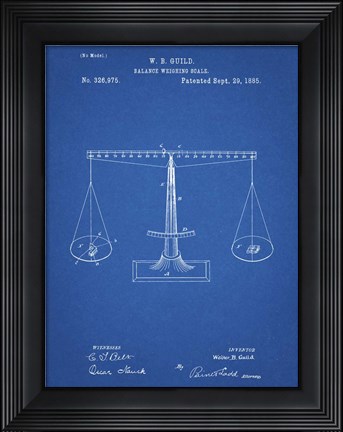 Framed Blueprint Scales of Justice Patent Print
