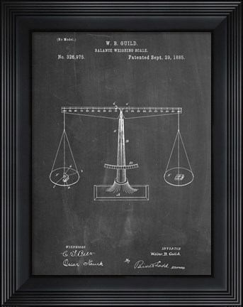 Framed Chalkboard Scales of Justice Patent Print