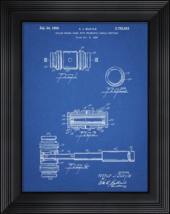 Framed Blueprint Gavel 1953 Patent Print
