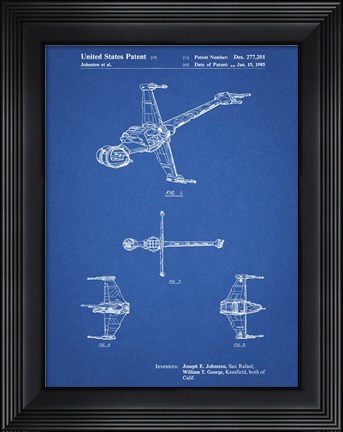 Framed Blueprint Star Wars B-Wing Starfighter Patent Print