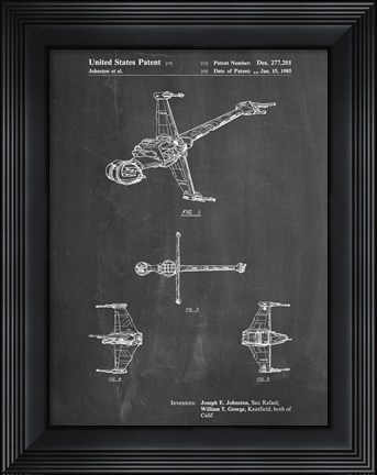 Framed Chalkboard Star Wars B-Wing Starfighter Patent Print
