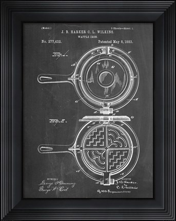 Framed Chalkboard Waffle Iron Patent Print