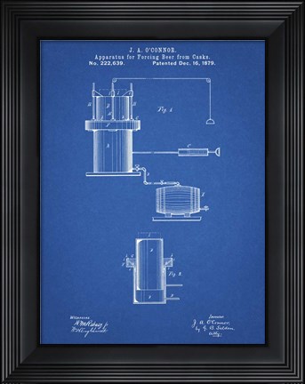 Framed Blueprint Antique Beer Cask Diagram Patent Print