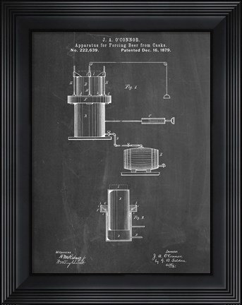 Framed Chalkboard Antique Beer Cask Diagram Patent Print