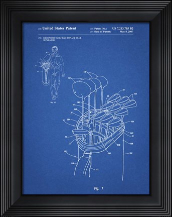 Framed Blueprint Golf Bag Patent Print