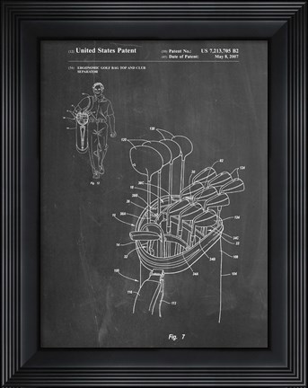 Framed Chalkboard Golf Bag Patent Print