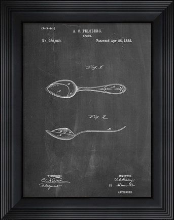 Framed Chalkboard Training Spoon Patent Print
