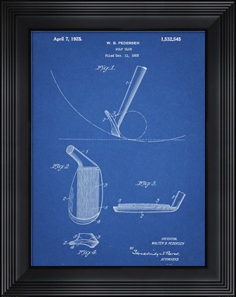Framed Blueprint Golf Wedge 1923 Patent Print