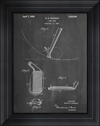 Framed Chalkboard Golf Wedge 1923 Patent Print