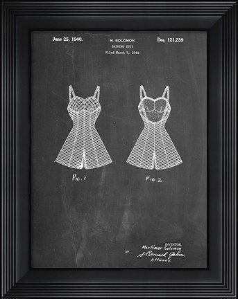 Framed Chalkboard Bathing Suit Patent Print