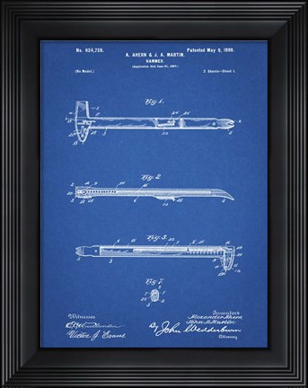 Framed Blueprint Dispensing Hammer Patent Print
