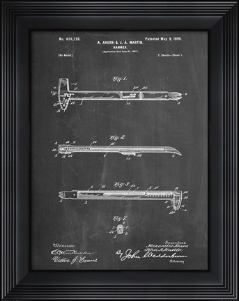 Framed Chalkboard Dispensing Hammer Patent Print