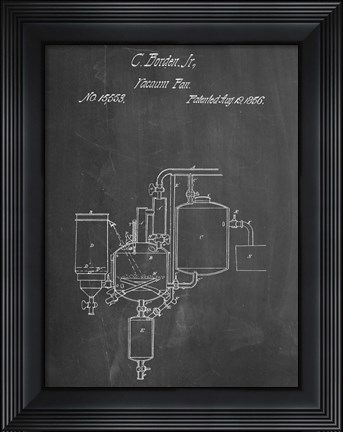 Framed Chalkboard Pasteurized Milk Patent Print