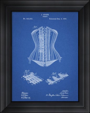 Framed Blueprint Corset Patent Print