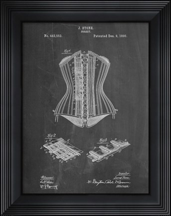Framed Chalkboard Corset Patent Print