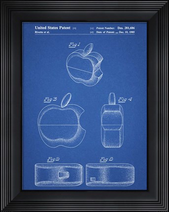Framed Blueprint Apple Logo Flip Phone Patent Print