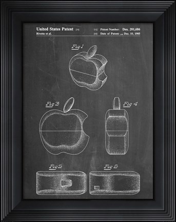 Framed Chalkboard Apple Logo Flip Phone Patent Print