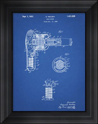 Framed Blueprint Vintage Hair Dryer Patent Print