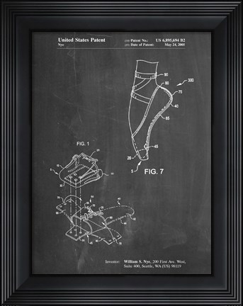 Framed Chalkboard Ballet Shoe Patent Print
