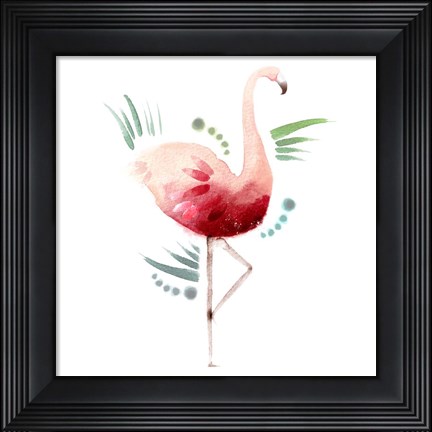 Framed Tropical Icons Flamingo Print