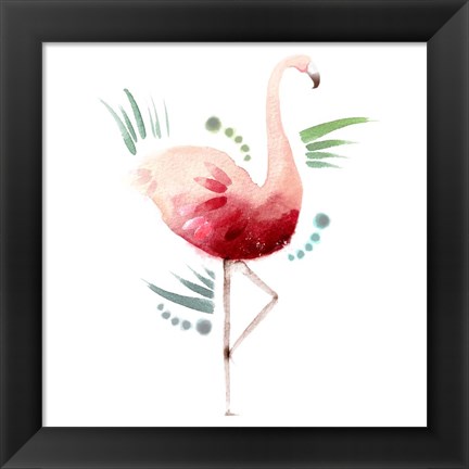 Framed Tropical Icons Flamingo Print