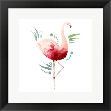 Framed Tropical Icons Flamingo Print