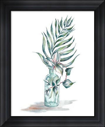 Framed Island Tropics Frond in Bottle I Print