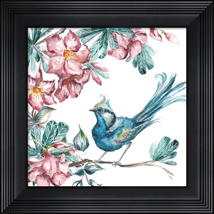 Framed Island Living Bird and Floral I Print
