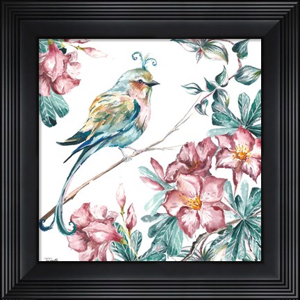 Framed Island Living Bird and Floral II Print