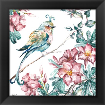 Framed Island Living Bird and Floral II Print