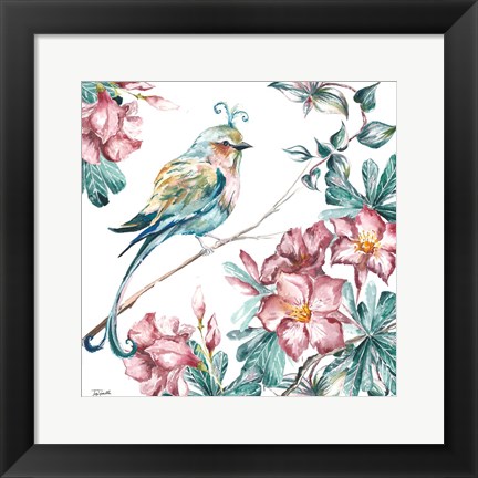 Framed Island Living Bird and Floral II Print