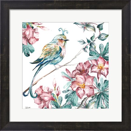 Framed Island Living Bird and Floral II Print