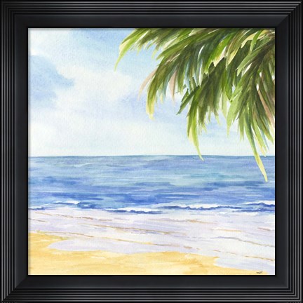 Framed Beach and Palm Fronds I Print