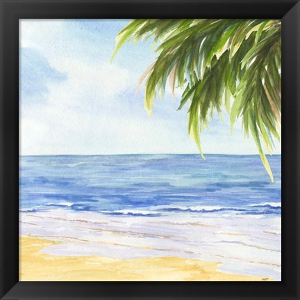 Framed Beach and Palm Fronds I Print