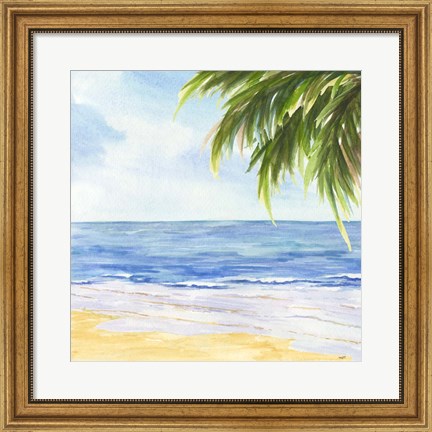 Framed Beach and Palm Fronds I Print