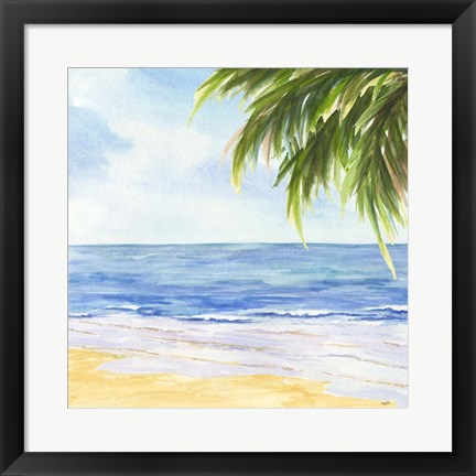 Framed Beach and Palm Fronds I Print