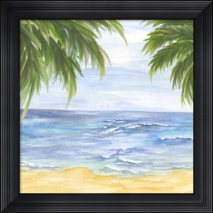Framed Beach and Palm Fronds II Print