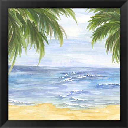 Framed Beach and Palm Fronds II Print