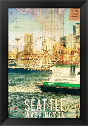 Framed Seattle Ferry Dock Print